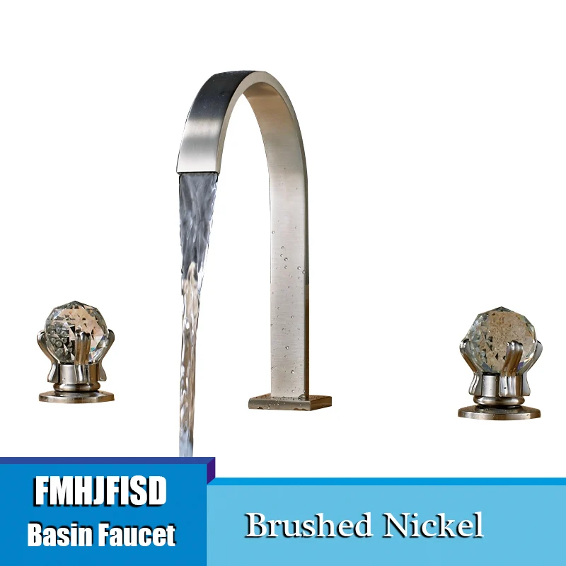 Nickel B FMHJFISD широко распространенный Золотой латунный Смеситель для ванной комнаты с двумя ручками, смеситель для раковины - Цвет: Nickel B
