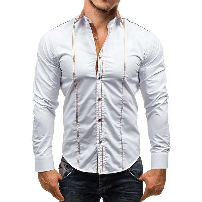 LASPERAL Мужская белая рубашка модное повседневное обтягивающее мужское платье