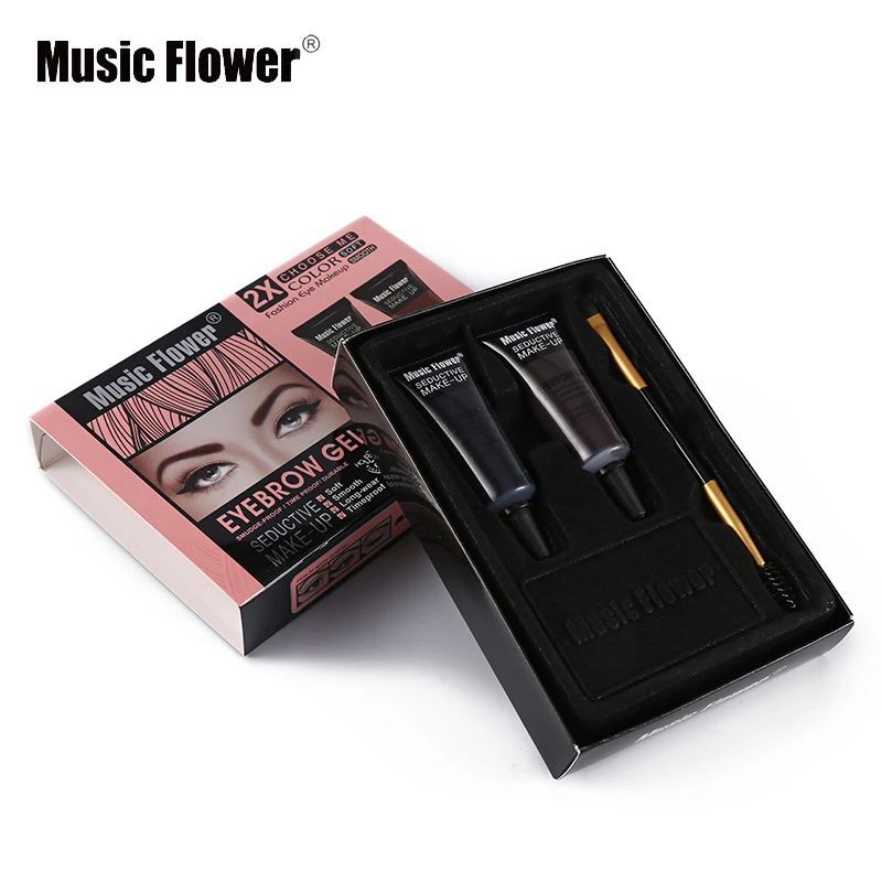 2 шт./лот Music Flower гель для бровей, набор для макияжа, тушь для бровей Крем-тени, стойкая краска для усиления цвета Водонепроницаемый и долговечная