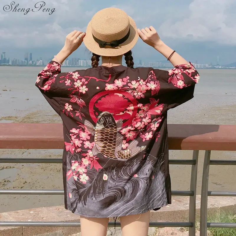 Traditional japanese kimonos cardigan kimono women 2018 summer yukata traditional Q715 | Тематическая одежда и униформа