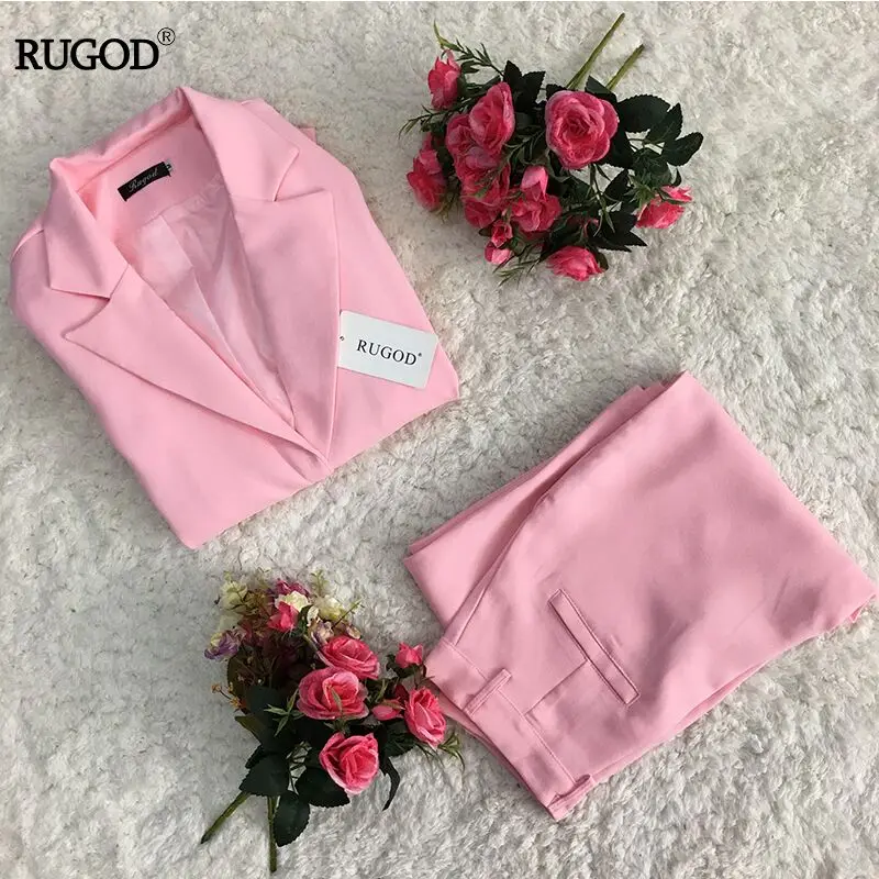 Женский офисный костюм Rugod элегантный из двух предметов с длинными рукавами и