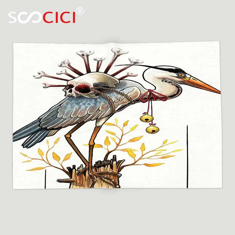 Мягкое Флисовое одеяло на заказ декор в стиле Триппи Heron Dead Tree с черепом спине