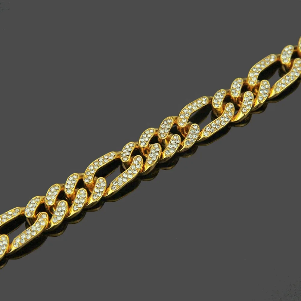 В стиле хип-хоп AAA стразы ограненные Bling лед из 3:1 NK звено цепи ожерелья для Для