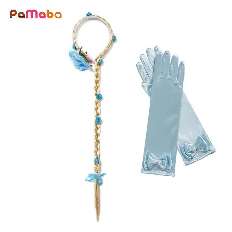 

PaMaBa Princess Elsa Anna Cinderella Rapunzel Aurora Sofia Cosplay Accessory Kit Gloves Wig Halloween Party Supplies dreadlocks