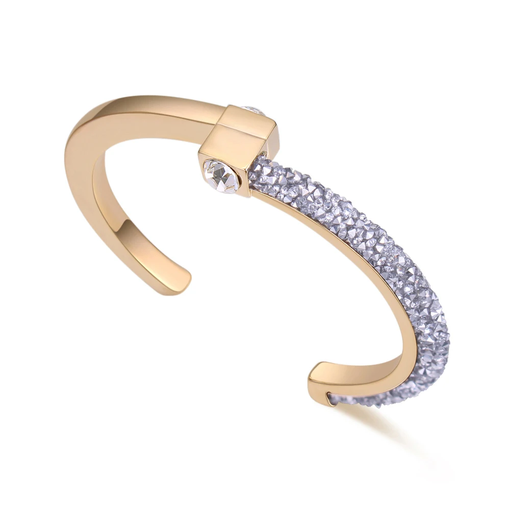 MALANDA Браслет манжета с кристаллами от Swarovski для женщин модные свадебные офисные