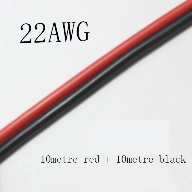 22AWG 10 м(красный+ черный) 13AWG 12AWG 14AWG 16AWG 22AWG 24AWG 30AWG теплозащитные мягкий силиконовый проводной кабель для батарея радиоуправляемой модели части - Цвет: 22AWG