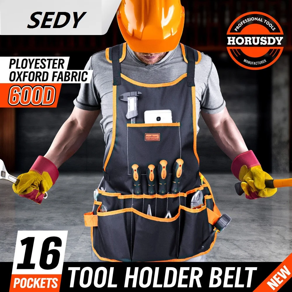

2021-SEDY Bib Apron 16 Pocket Tool Bag Woodworking Gardening Craft Mechanic Oxford Cloth for Tool Storage Organizer Tool kit
