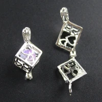 2617mm love heart cube pearl cage pendant aromatherapy essential oil diffuser locket necklace volcanic setting lava stone