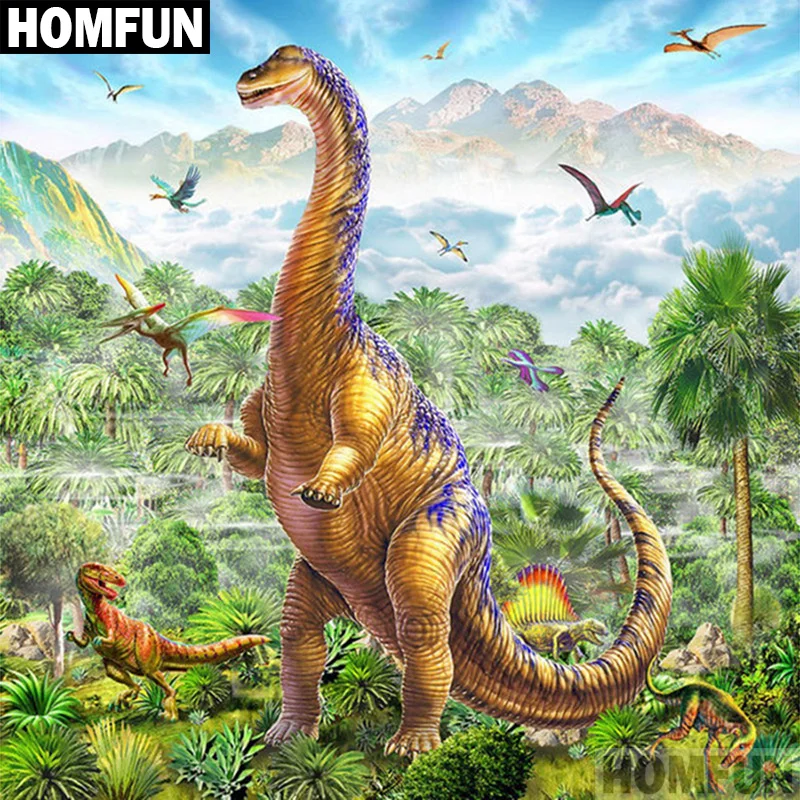 Алмазная живопись HOMFUN A06784 картина животное динозавр вышивка крестиком полное
