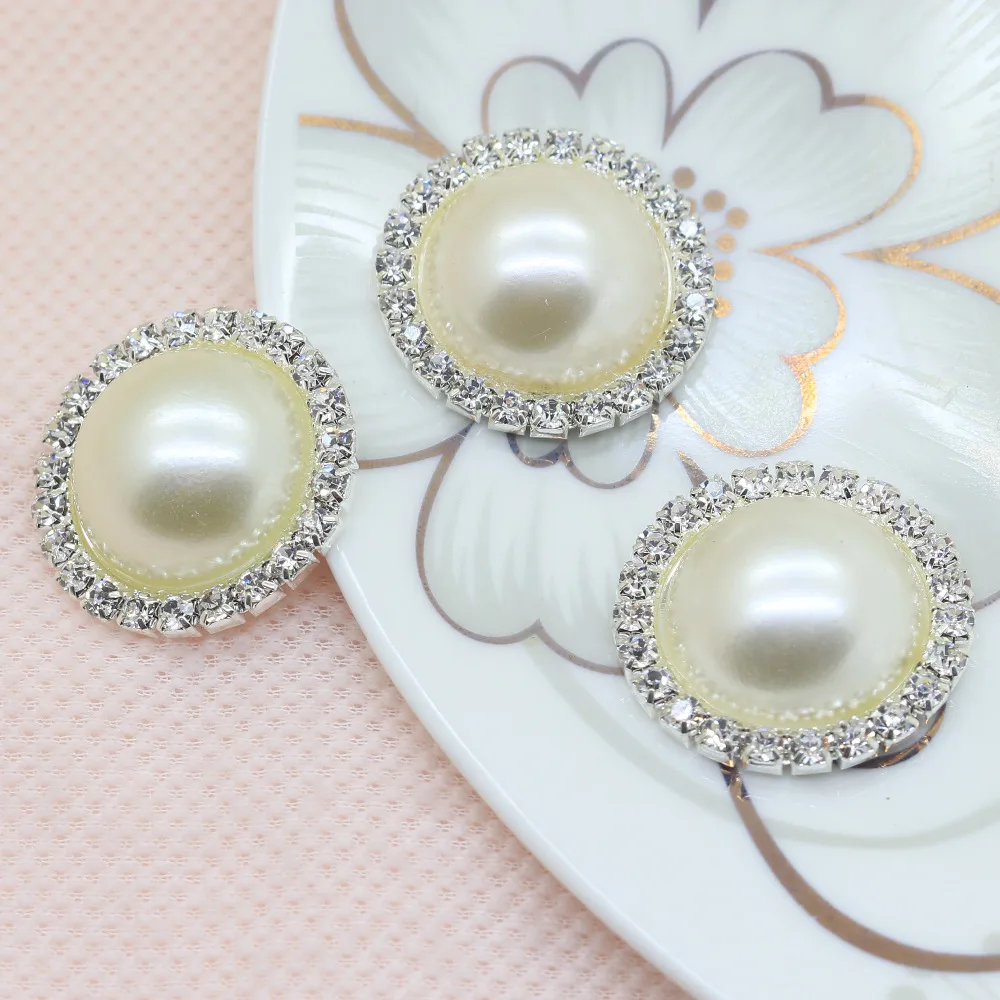 27 мм 10 шт DIY большой жемчуг цвета слоновой кости стразы на пуговицах Свадебные