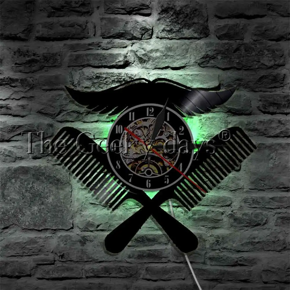 Парикмахерская Логотип Настенные часы парикмахерский салон дизайн интерьера