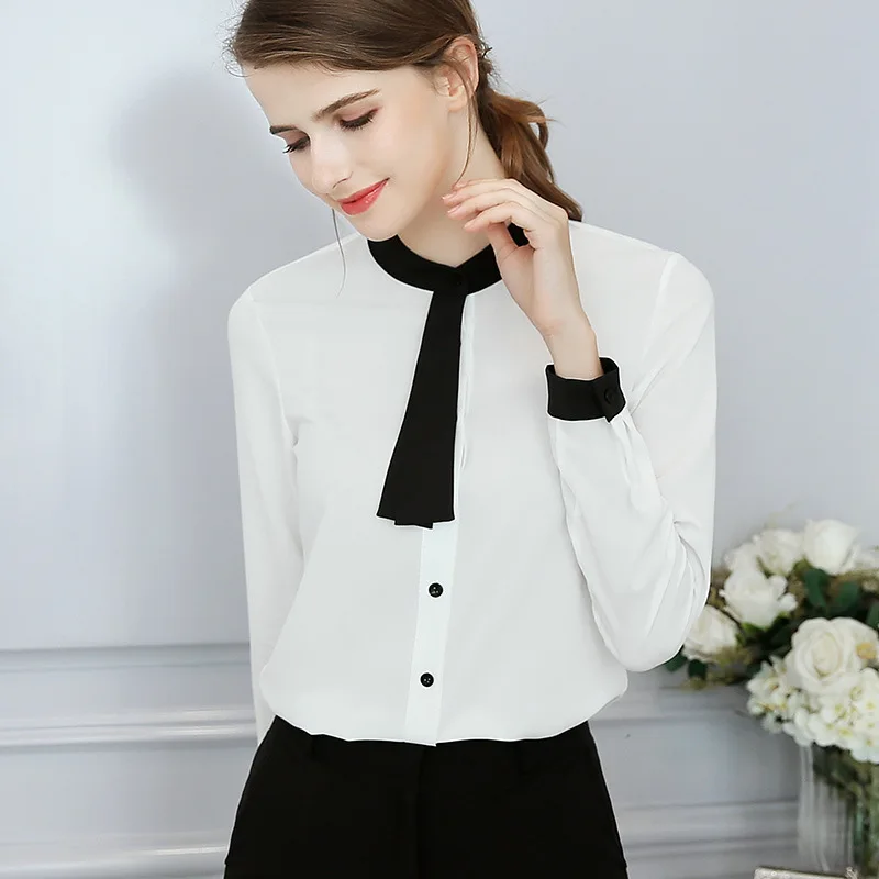 Рубашка женская шифоновая с длинным рукавом 399rx|chemise femme|office shirt womenchiffon |
