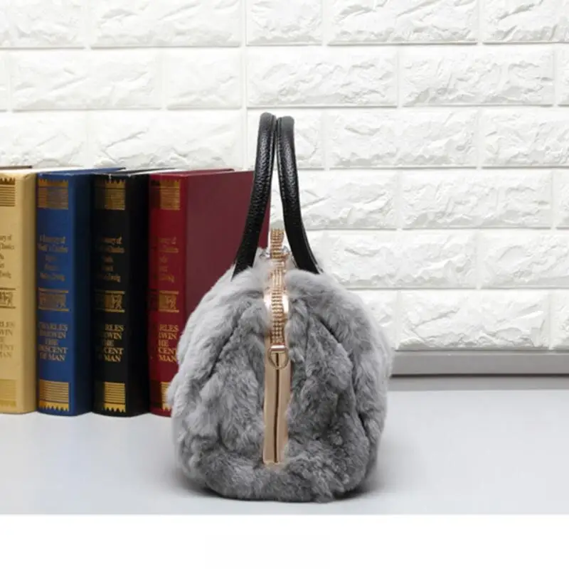 ДЖОЛИ FEMME 2017 Зимние Сумки Женщины Натуральная Кожа Плеча Tote Дамы Натуральный Мех