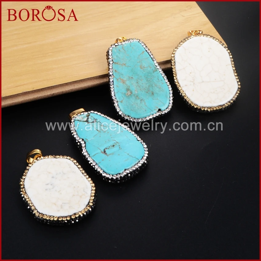 Borosa 2 шт. Freeform голубой/белый Природный Howlite камень горный хрусталь проложить druzy