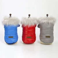 warm dog clothes winter pet coat luxurious fur collar jacket outerwear for smalllittle dog yorkshire terrier chihuahua bulldog