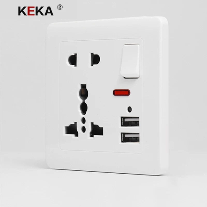 Универсальная Розетка KEKA настенная розетка с двумя USB портами 5 В 2 1
