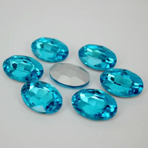 

Aquamarine Oval Shape Crystal Fancy Stone Point Back Glass Stone For DIY Jewelry Accessory.10*14mm 13*18mm 18*25mm 20*30mm