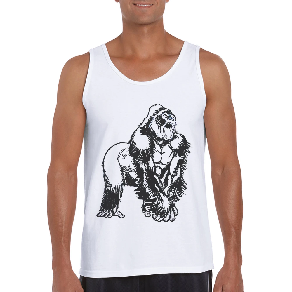 

2019 New Fashion Cotton O-Neck Men Tank Tops Chimpanzee Printed Basic Vest Hipster Gym Singlets Cool Tees Tanktop Bodybuilding