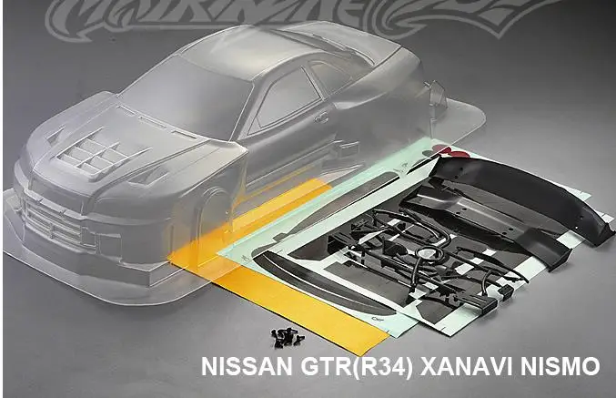 R34 1/10 RC автомобиль прозрачное тело 190 мм NNissan S13 S15 GTR34 35 180SX RX8 RX7 дрейф местности - Цвет: R34