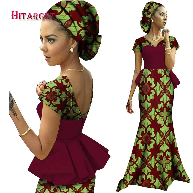 Африканские платья для женщин Vestidos Kanga одежда африканская Дашики восковая печать сращивание драпированные платья с аксессуарами одежда WY1240 - Цвет: 11