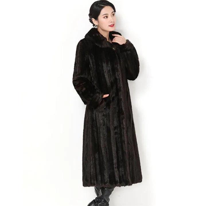 Harajuku больших размеров 5XL из искусственного меха норки пальто Для женщин зимние плотные теплые куртки женские свободные мех верхняя одежда длинное пальто одноцветное пальто G264