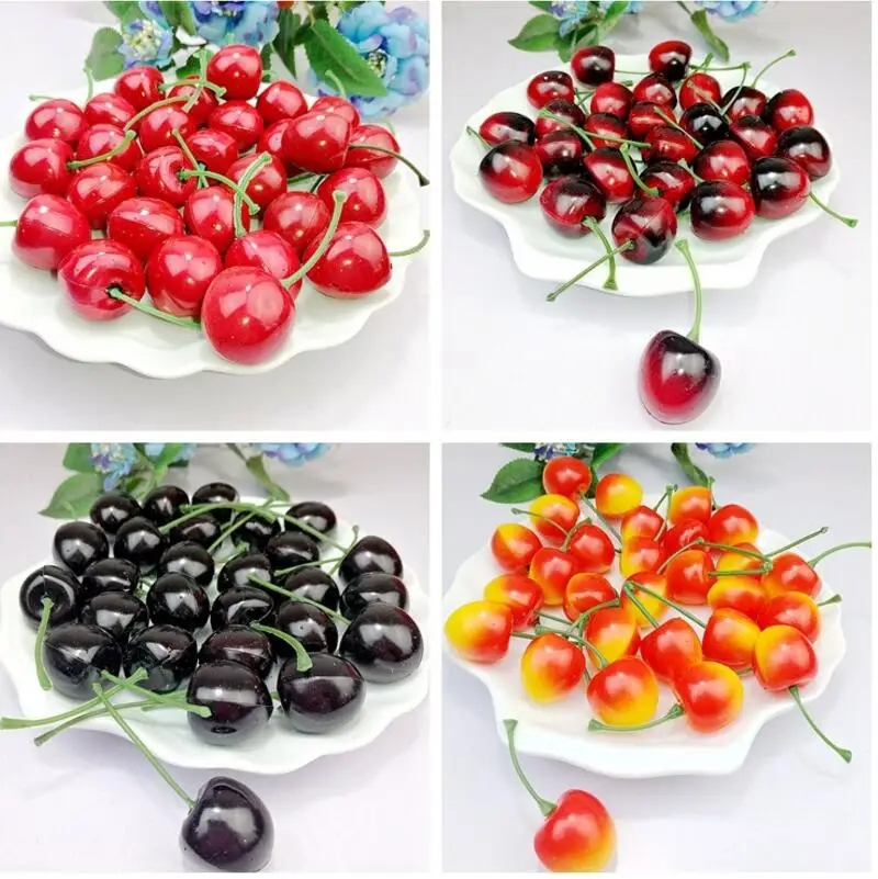 Шт. 200 шт. пластик Cherry искусственные фрукты модель поддельные вишни 4 цвета для