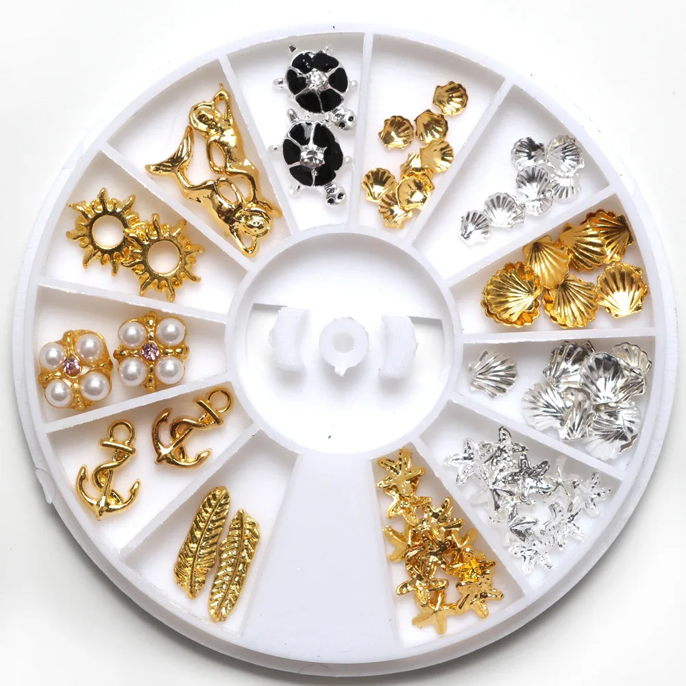 6cm drilling Manicure alloy jewelry box turtle shell starfish Mermaid drill 12 Mixed 72 | Красота и здоровье