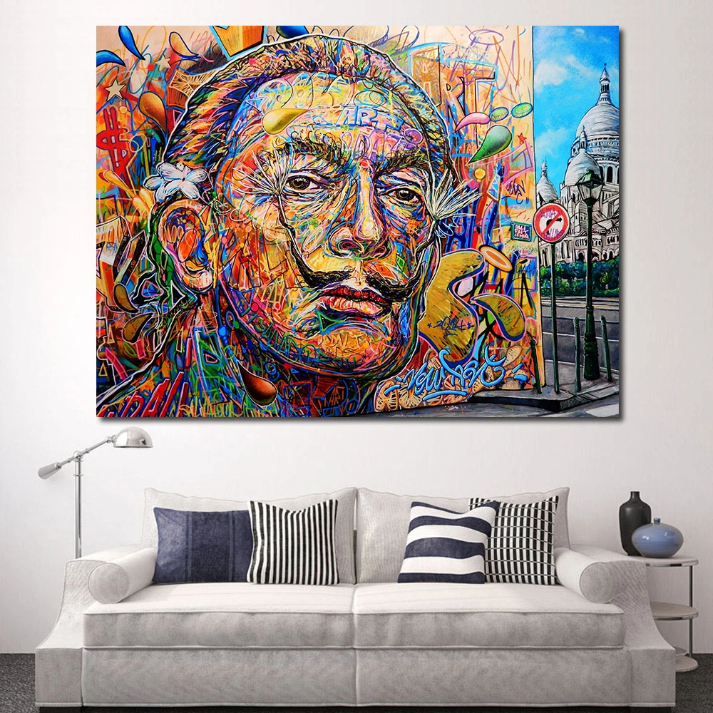 JQHYART современные картины для украшения Сальвадор Дали уличное искусство картина