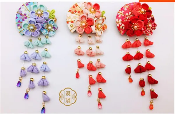 Ручная работа заколка для волос из хлопчатобумажной ткани заколки японское