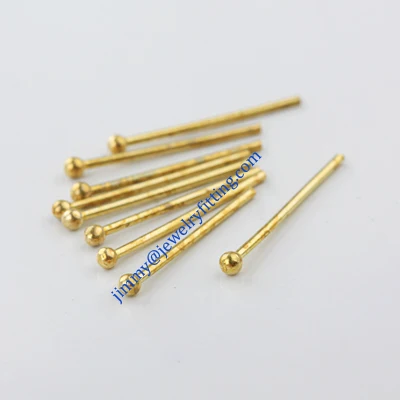 Jewelry Making findings Raw brass Ball Pins Scarf Pins jewellry findings 0.7*15mm with 1.5mm ball shipping free
