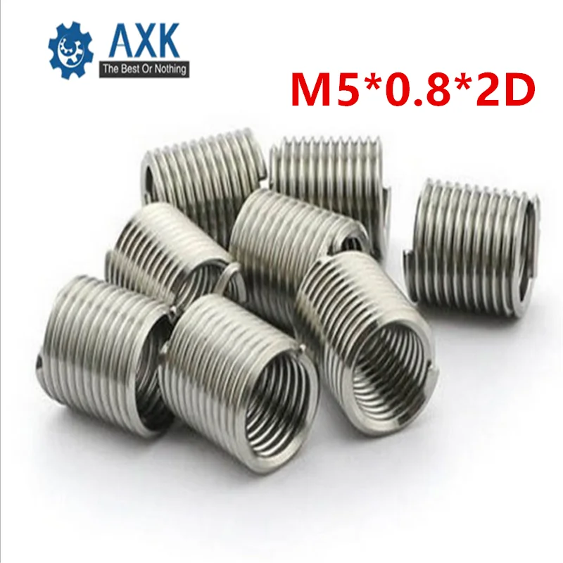 

100pcs M5*0.8*2D Wire Thread Insert Stainless Steel 304 Wire Screw Sleeve, M5 Screw Bushing Helicoil Wire Thread Repair Inserts