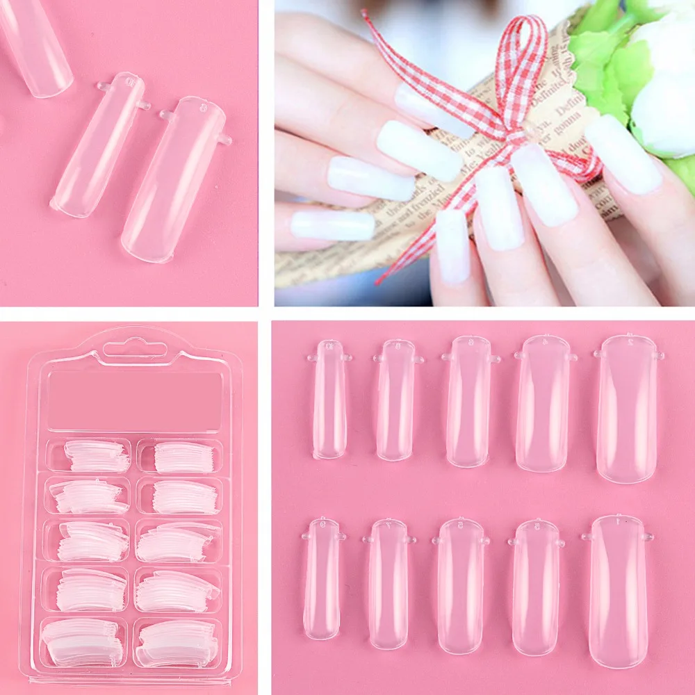 

New 200 Pcs Dual Nail Art System Form Acrylic False Tips Tools Set 10 Different Size False Nail