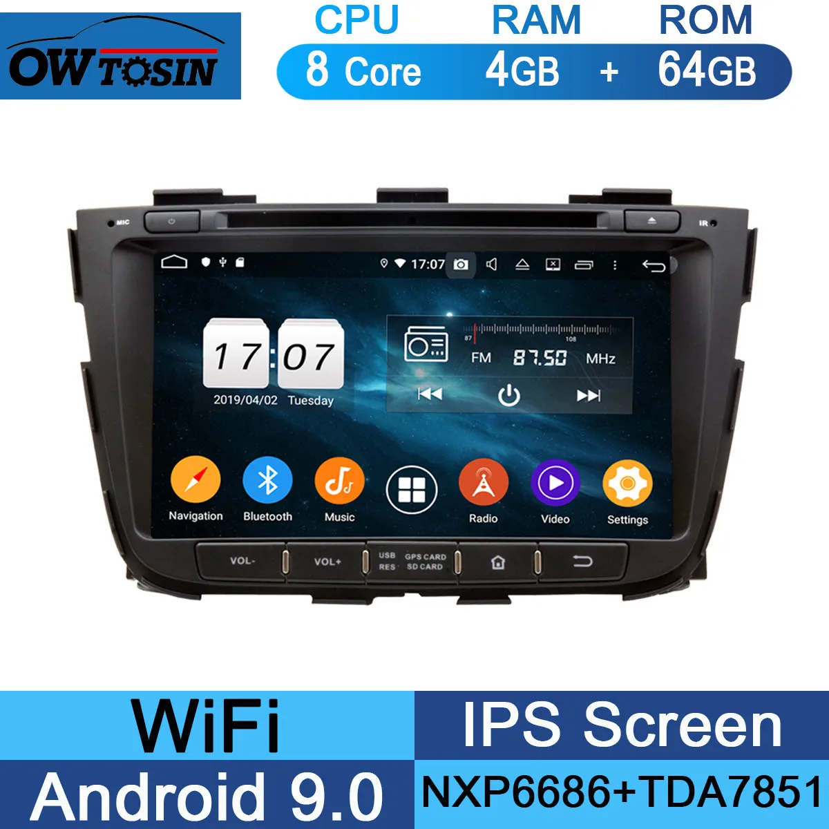 64G " ips Восьмиядерный 4 Гб ОЗУ+ 64 Гб ПЗУ Android 9,0 Автомобильный DVD Радио gps Navi для Kia Sorento 2012 2013 DSP CarPlay Parrot BT - Цвет: 64G