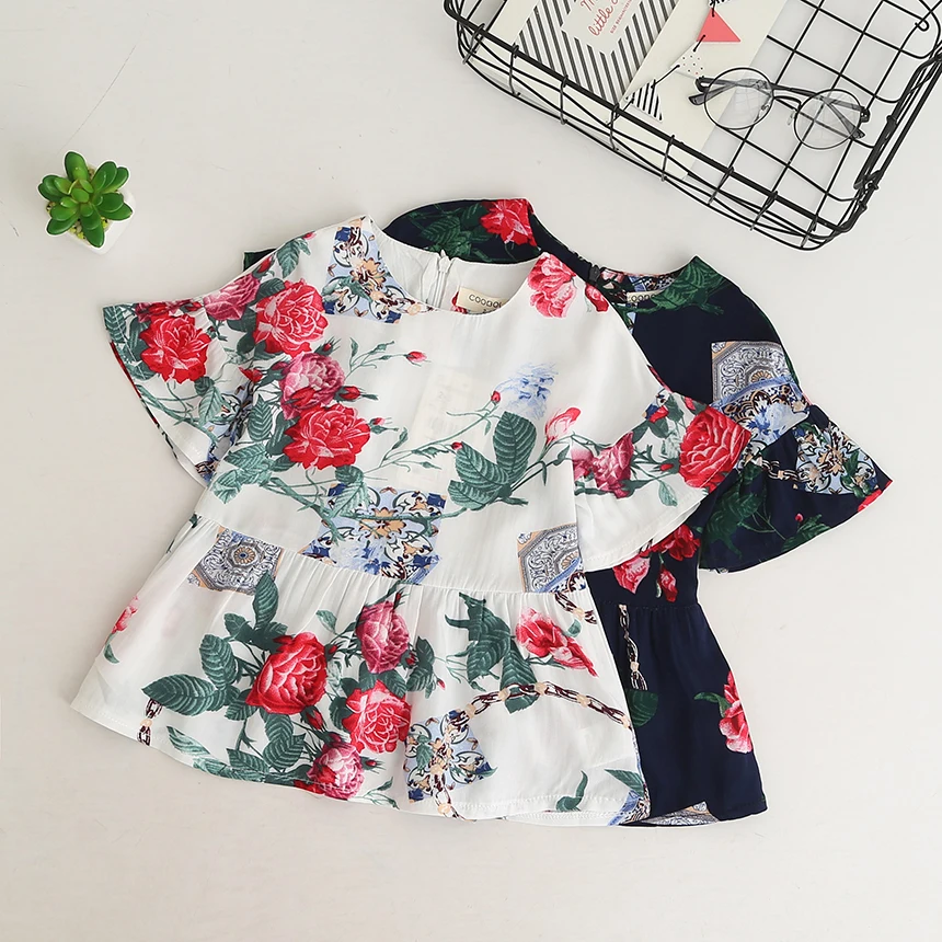 Новые детские Обувь для девочек летние цветочные Платья из хлопка принцесса