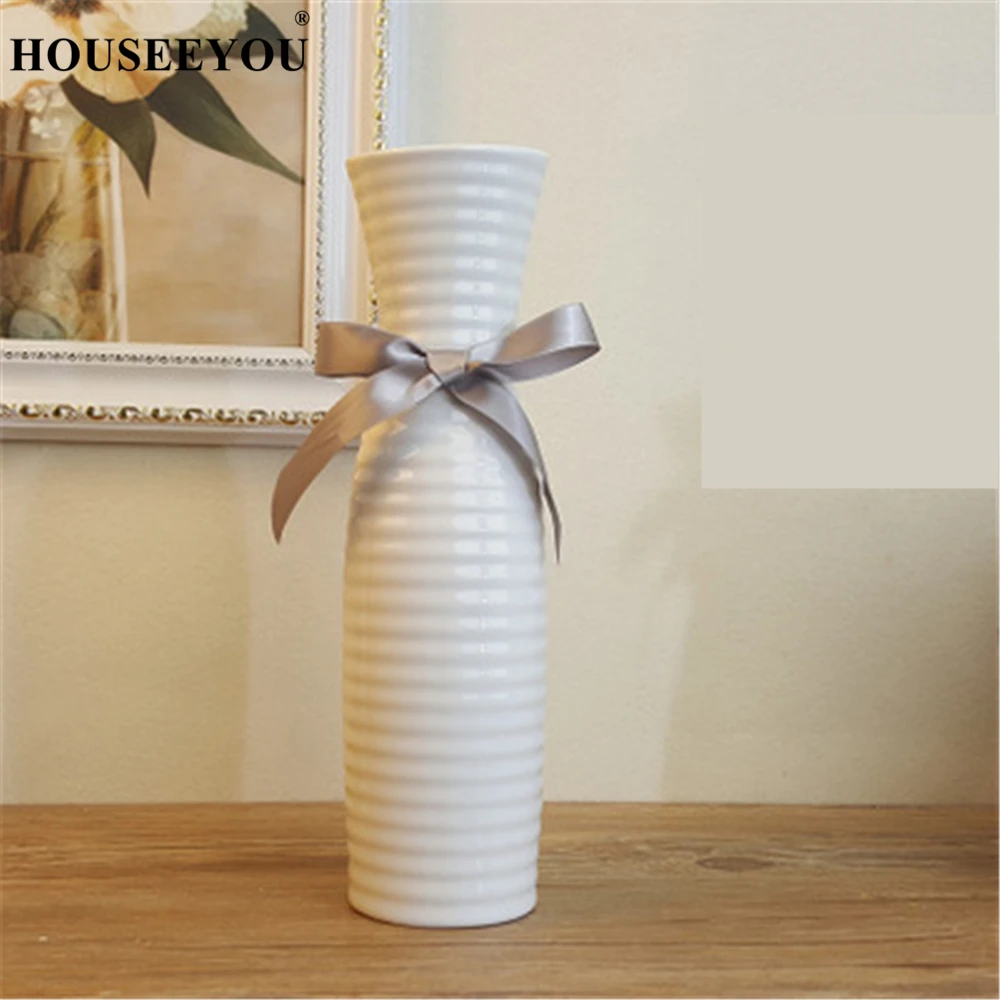 Modern Fashion Europe White Ceramic Flower Vase Home Office Hotel Decoration Tabletop Mesa Vases Wedding Flowerpot | Дом и сад