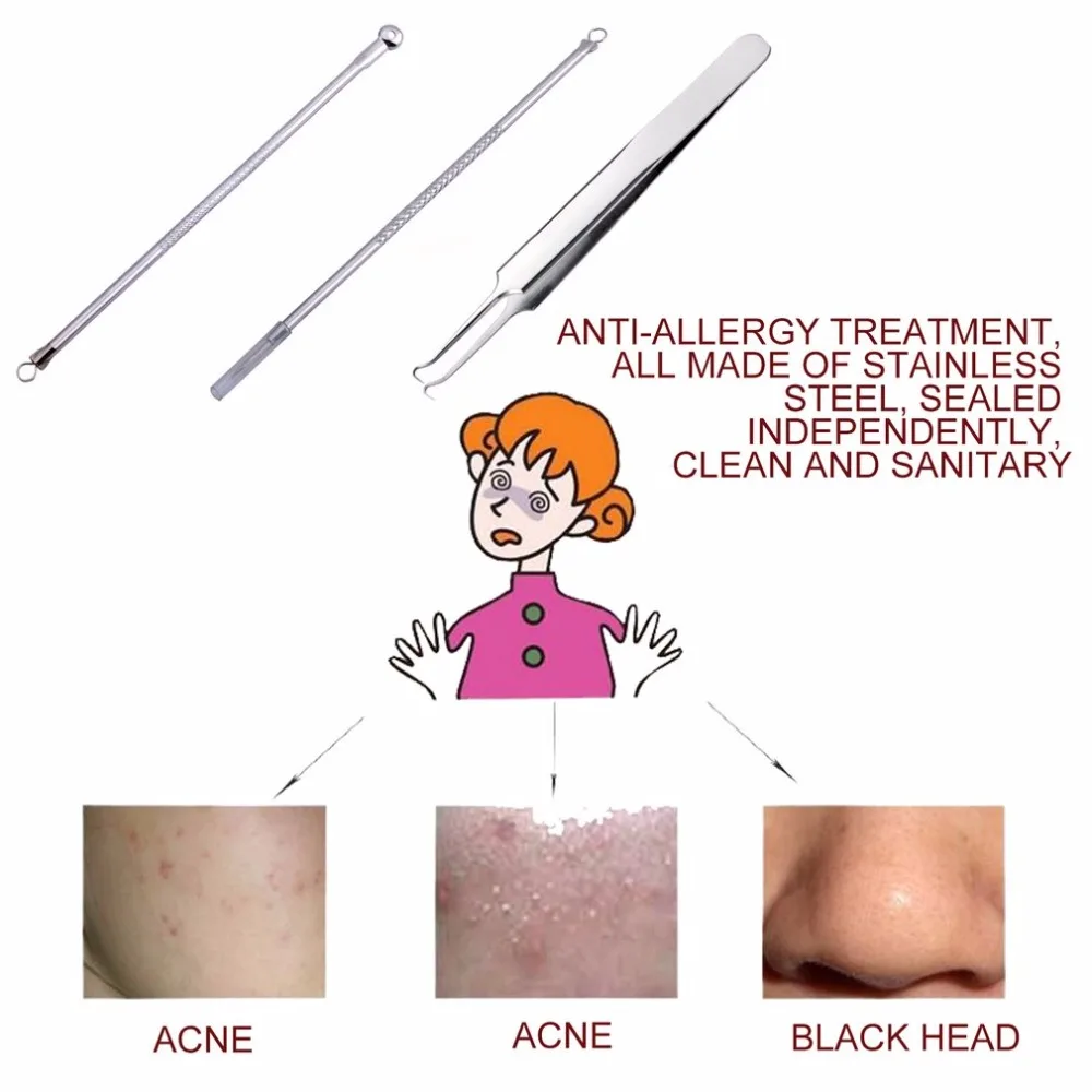 8 шт. набор инструментов для удаления угрей из нержавеющей стали премиум класса и