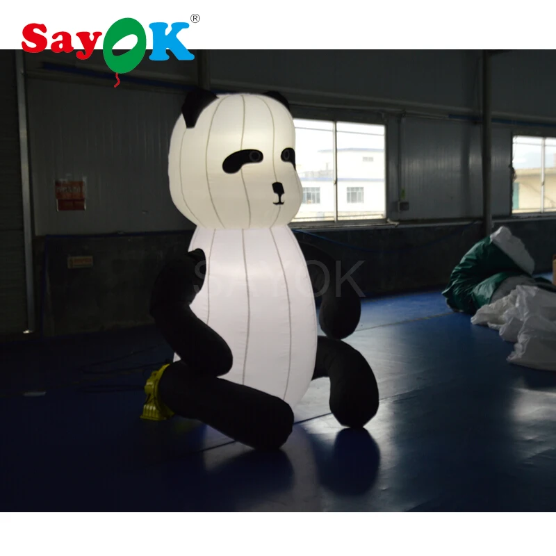 

2018 New design inflatable panda with led lights for sale