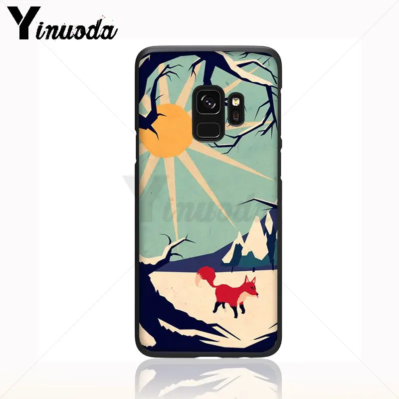 Yinuoda catoon милые лисы черный мягкий силиконовый чехол телефона для samsung Galaxy s9 s8plus