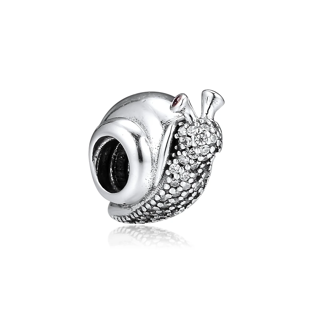 DIY Подходит для Pandora амулеты Браслеты сверкающие бусины-улитки 100% Стерлинговое