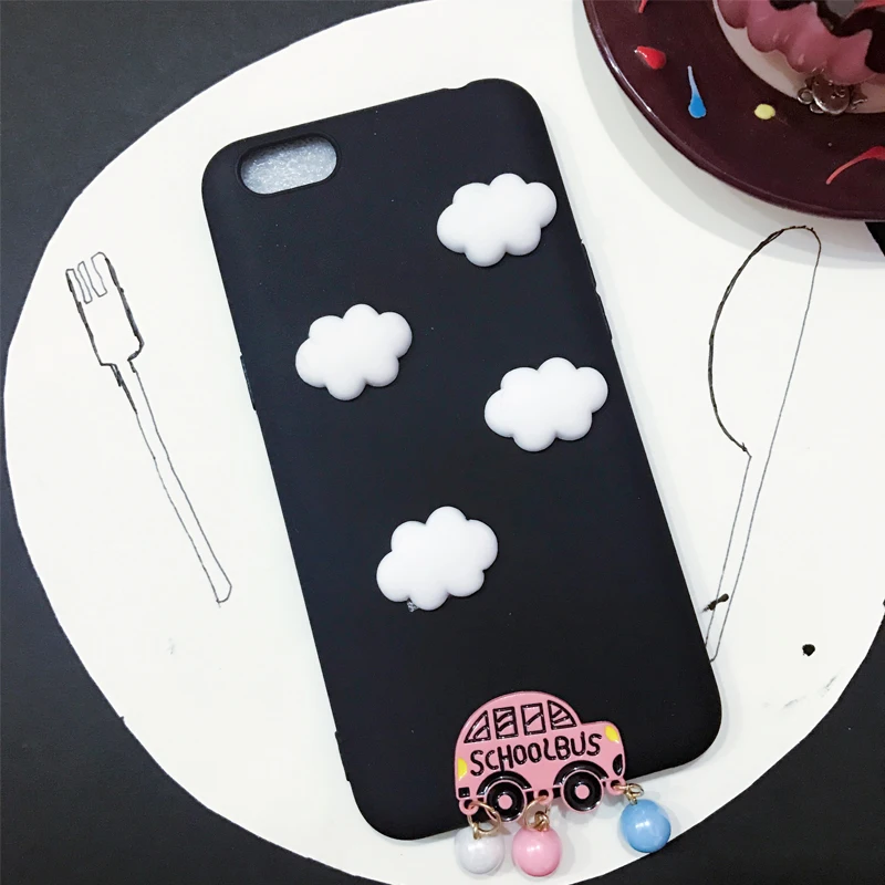 3D облако автобус бисера кисточкой мультфильм мягкий чехол для Oppo F5 матовая ТПУ