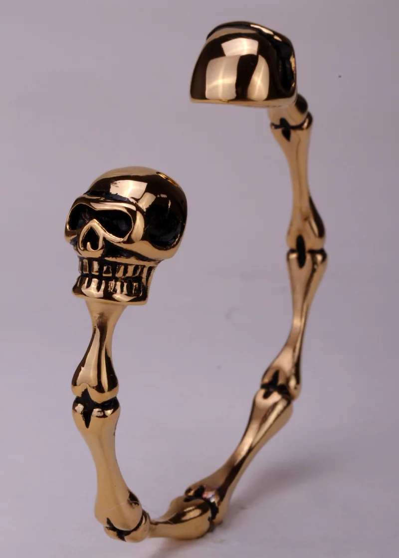 Череп Скелет Браслет для женщин девушки нержавеющая сталь Золото Серебро Черный
