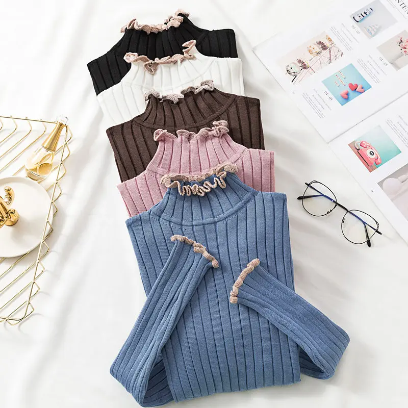 Зима для женщин свитеры 2019 повседневное Мода Новый Водолазка с длинным рукавом