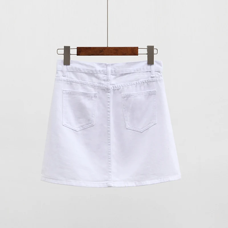 Fashion simple denim skirt 2019 women's summer new Korean version high waist large size XS-3XL Slim A short Female w81 | Женская