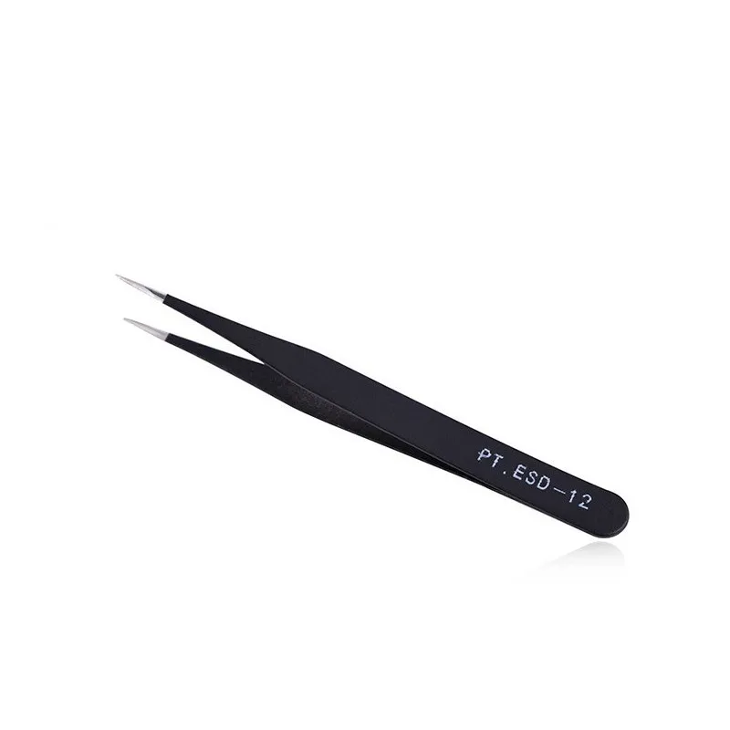 

2Pcs Excellent Quality Tweezers Bend+Straight New Stainless Steel Industrial Anti-static Cross Tweezers Sewing Accessories Tools