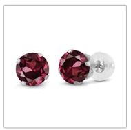 Серьги GemStoneKing из белого золота 14 к для женщин 2,00 Cttw 6 мм круглой огранки серьги-гвоздики с натуральным синим сапфиром