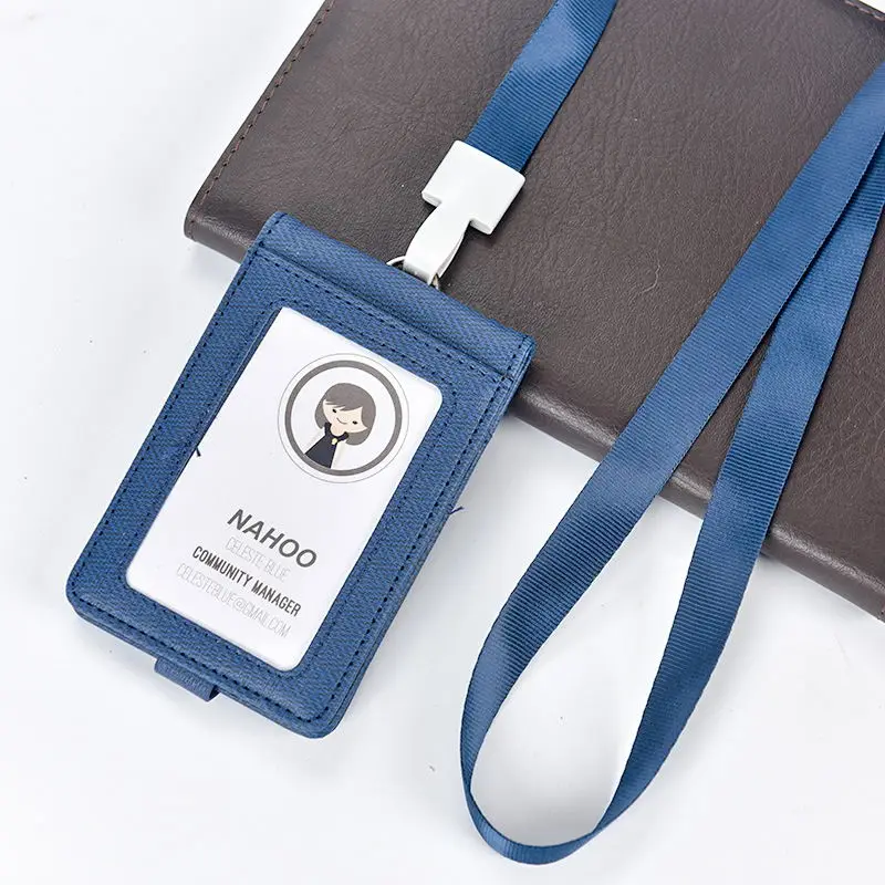 Dark Blue Nahoo чехол из искусственной кожи для удостоверения личности с прозрачными и цветными краями и отверстиями для крепления банковских кредитных карт, держатель для удостоверения личности, аксессуары - Цвет: Dark Blue