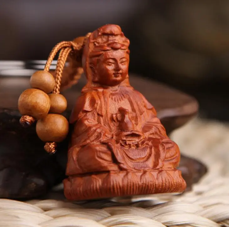Китайский персиковый резной цветок лотоса нефритовый флакон Guan Yin Kwan-yin Bodhisattva
