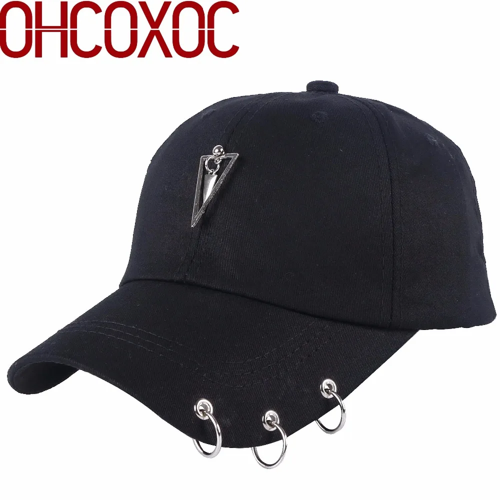 Новый дизайн Новые шапки для мужчин и женщин с металлическими треугольные кольца