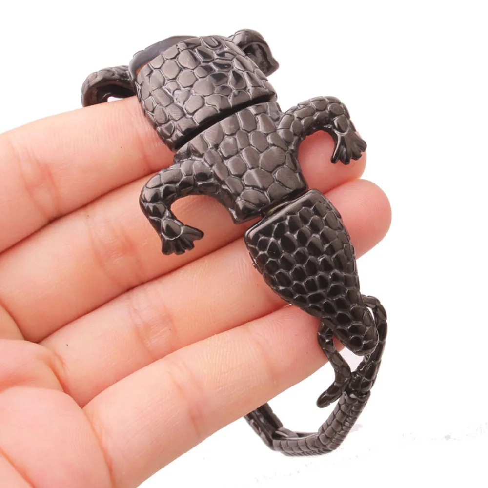 50 мм Дизайн личности из нержавеющей стали Черный крокодиловый наручный браслет панк для мужчин и мальчиков Ювелирные изделия Рождественский подарок