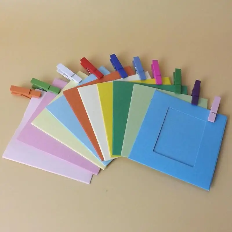 10 шт./лот 3 дюйма красочные DIY настенные милые бумажные фоторамки с веревкой